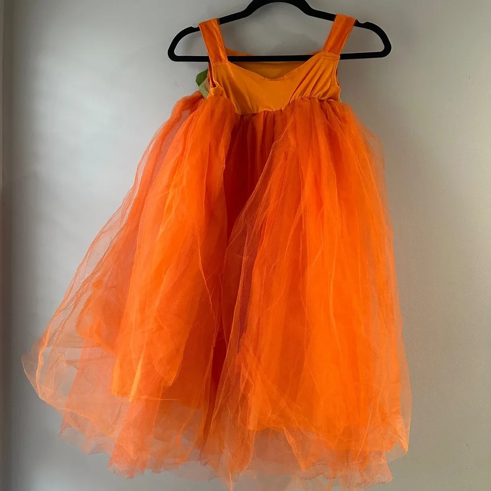 Pottery Barn Kids Pumpkin Tutu Dress Girls 7-8 Orange Jack-O-Lantern Costume - Picture 4 of 6